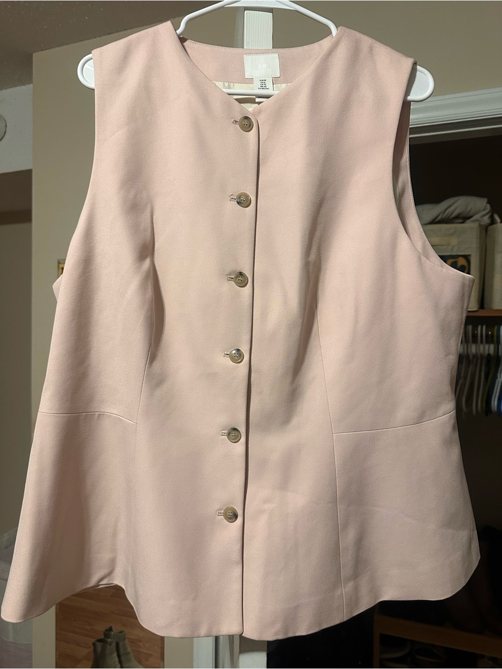 H&M Pale Pink Sleeveless Button-Front Vest